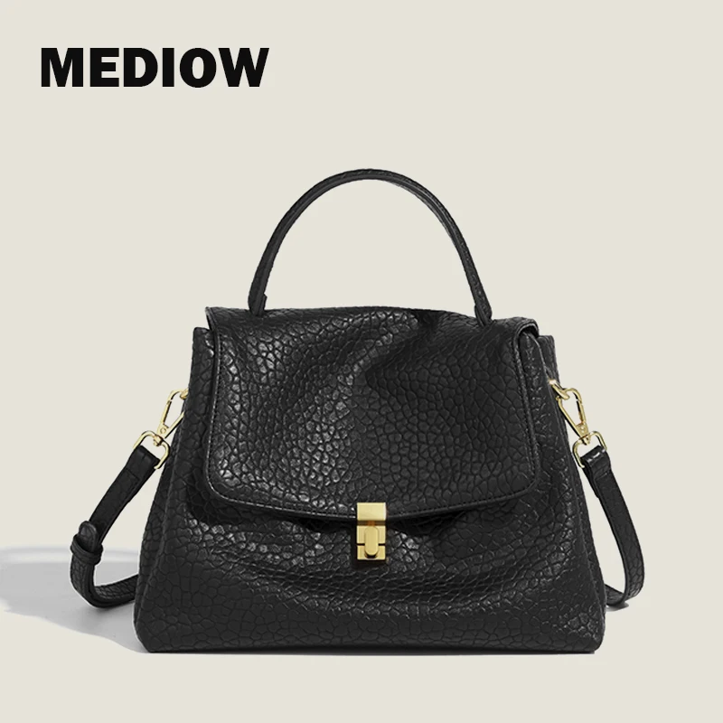 MEDIOW Handbag For Women Luxury Designer Crossbody Bags And Purses PU Large Particle Lychee Grain Material Vintage High Quality