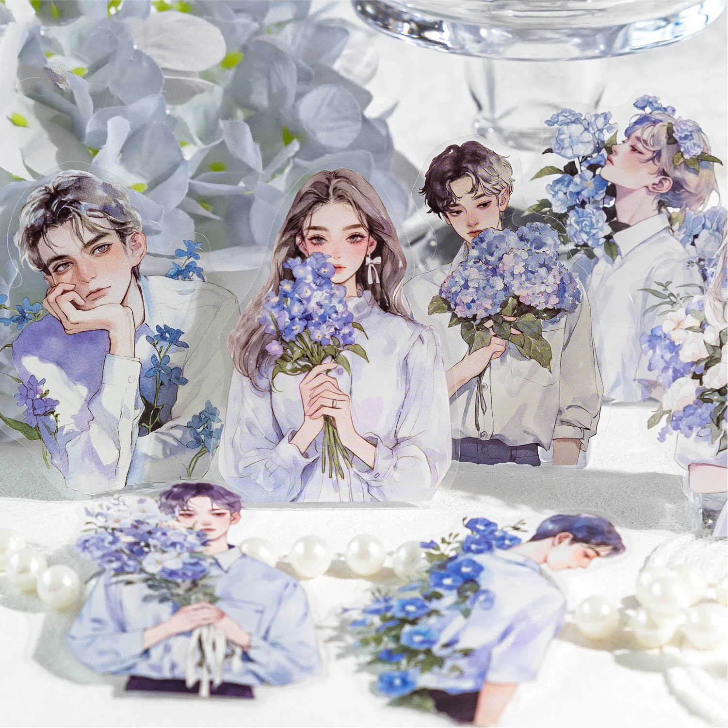 

In The Mood for Love Series Vintage Character Flower Landscape PET Sticker Creative DIY Journal Material Collage Stationery