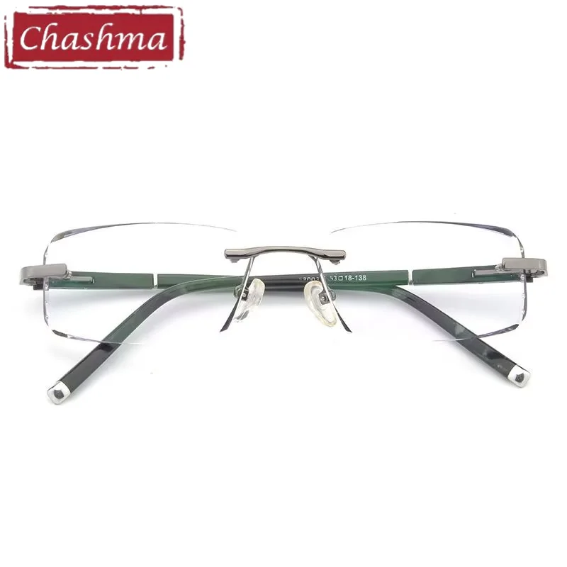 Chashma Luxury Tint Lenses Myopia and Reading Glasses Diamond Cutting Colored Sunglasses Rimless Prescription Glasses for Man