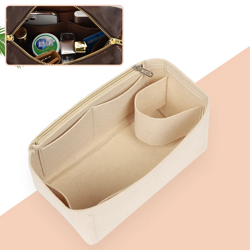 New Felt Cloth Insert Bag Organizer Portable Cosmetic Bags Makeup Handbag Organizer Travel Inner Purse Bag Accesories