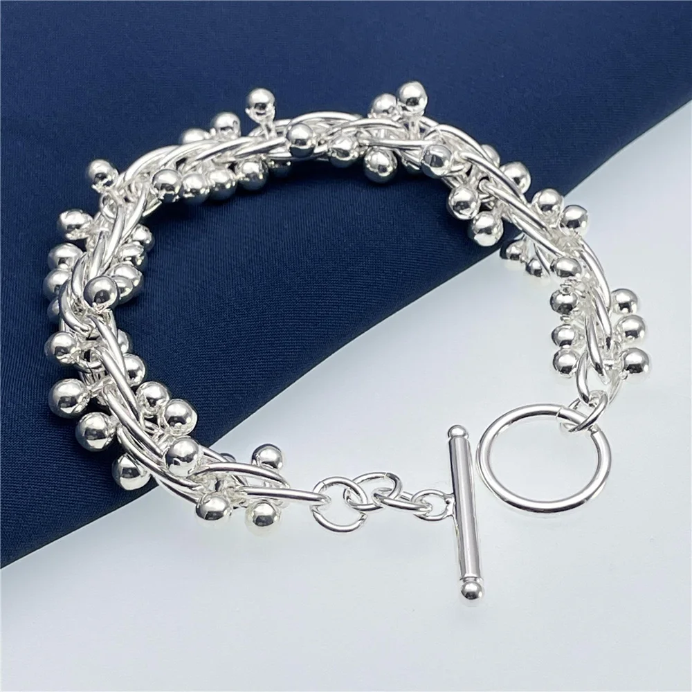 SAIYE  925 Sterling Silver Grape Beads Bracelet Chain For Woman Lady Wedding Fashion Party Charm Accessories Jewelry Gift