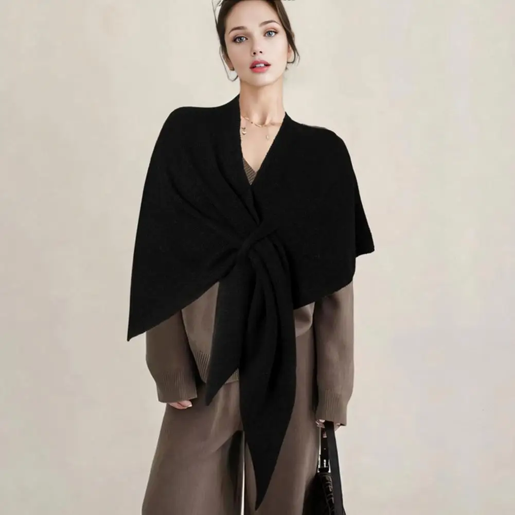 Dames gebreide sjaalomslag, imitatiewol kasjmier poncho cape, effen kleur winter nekwarmer schoudersjaal voor koud weer
