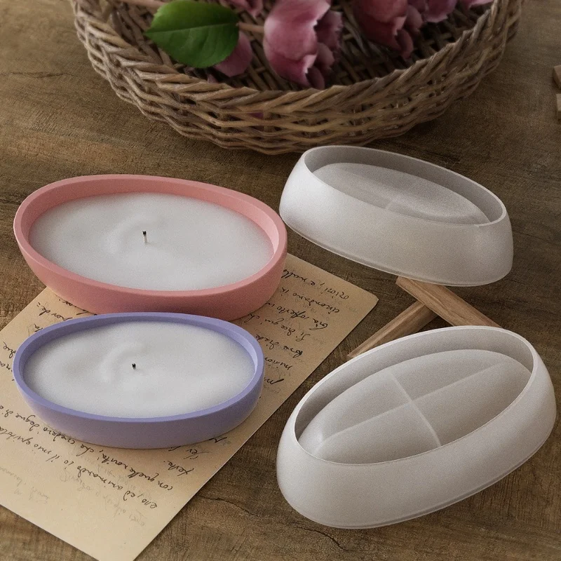 Small boat candle cup resin drip mold DIY elliptical flowerpot storage bowl candle silicone mold home decoration storage