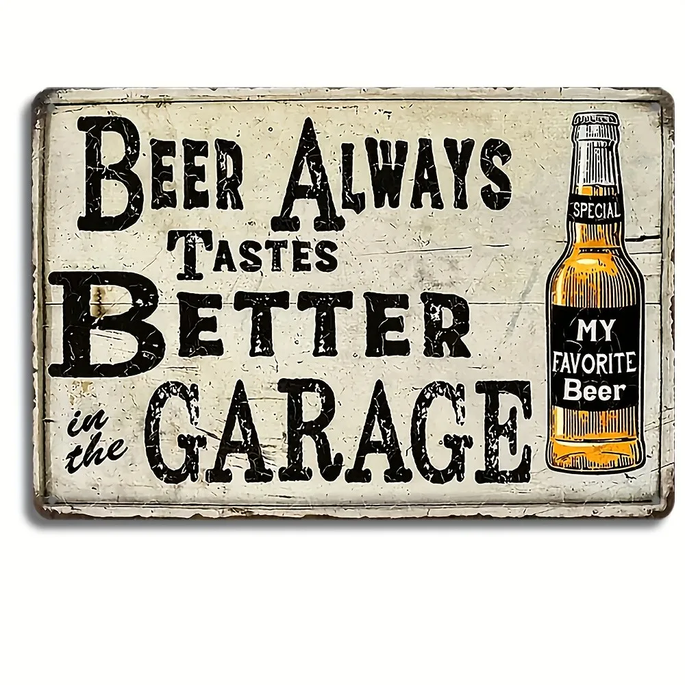 Vintage Man Cave Beer Garage Tin Metal Signs Home Décor, 'Beer Always Ta