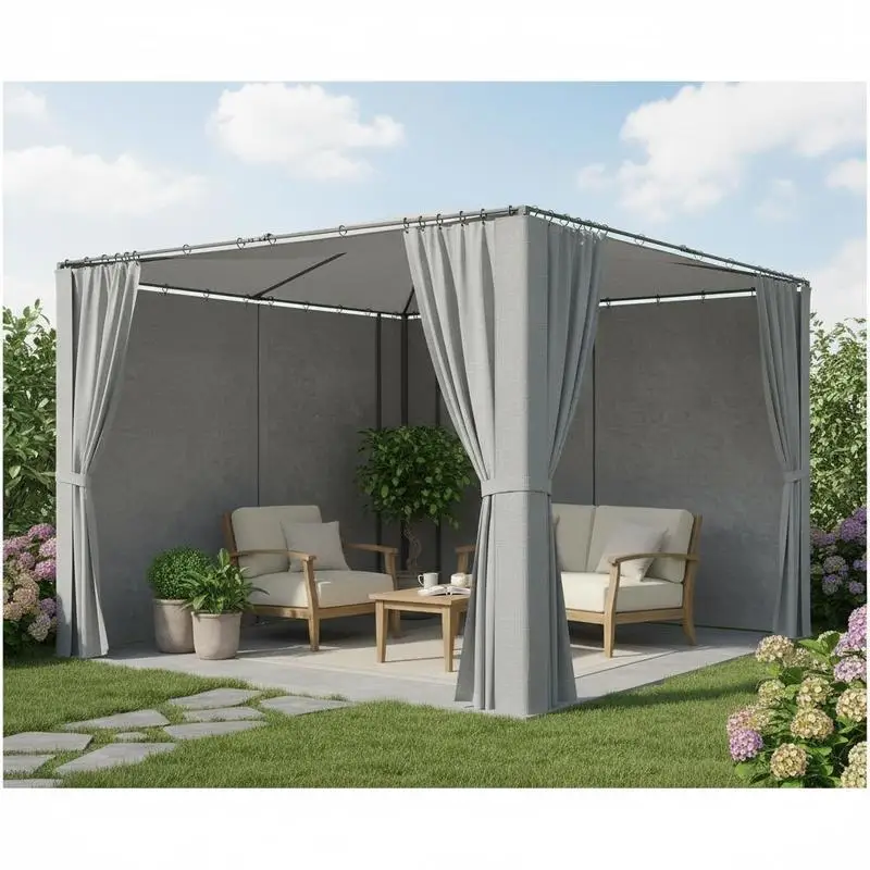 

4 Pack Replacement Gazebo Curtains Privacy Panel for Most 3 x 4m Gazebo Canopy Pavillion Outdoor Shelter Sidewalls Accessories Light Grey