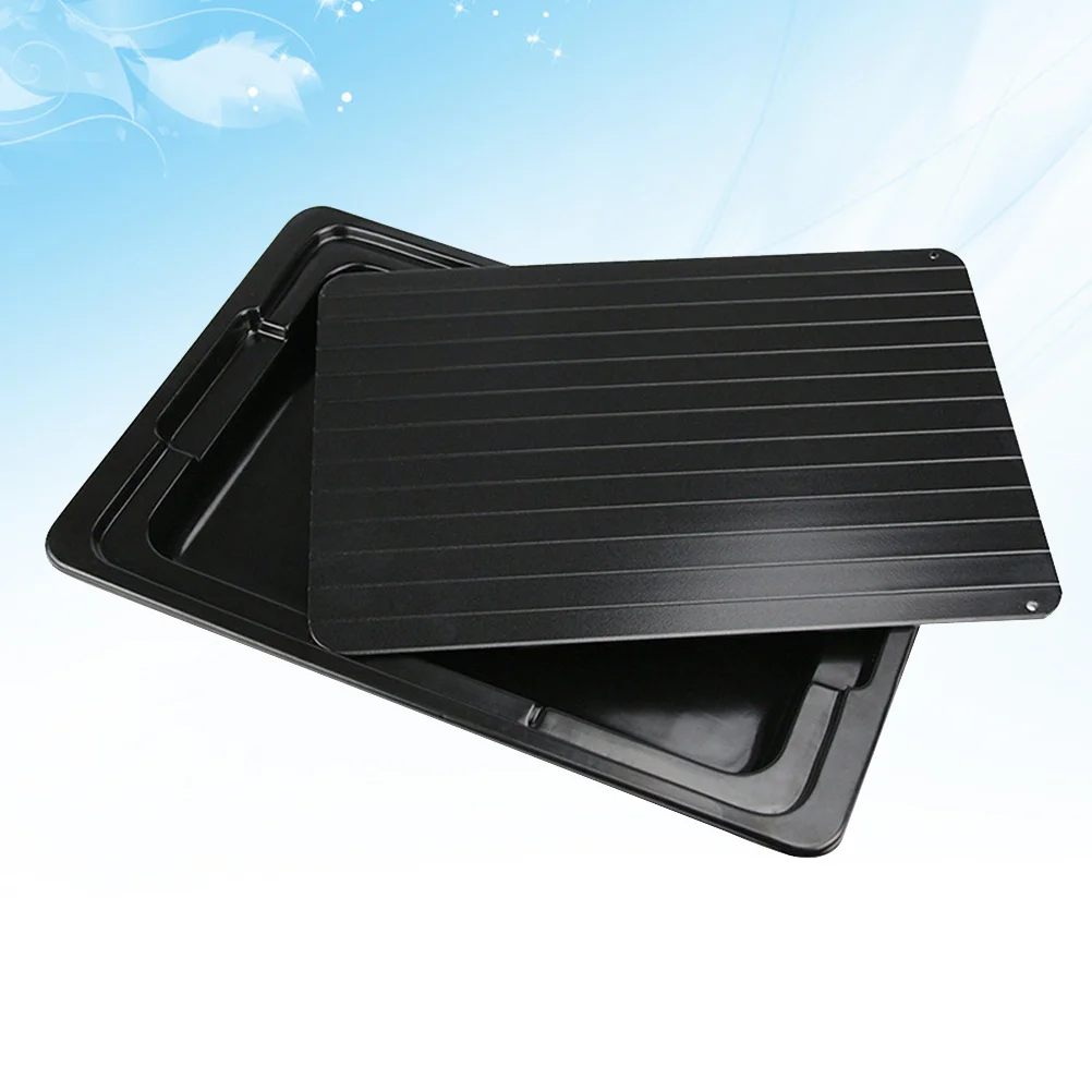 

1Pcs Defrosting Tray Aluminum Quick Thaw Plate Natural Fast Thawing for Meat Fruit Kitchen Supplies 35.5x20.5x0.3cm Black