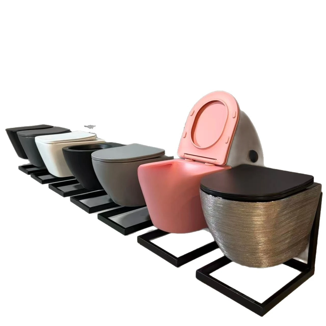 Wall-mounted toilet Ceramic hanging toilet horizontally discharged into wall-mounted Wall row Blue
