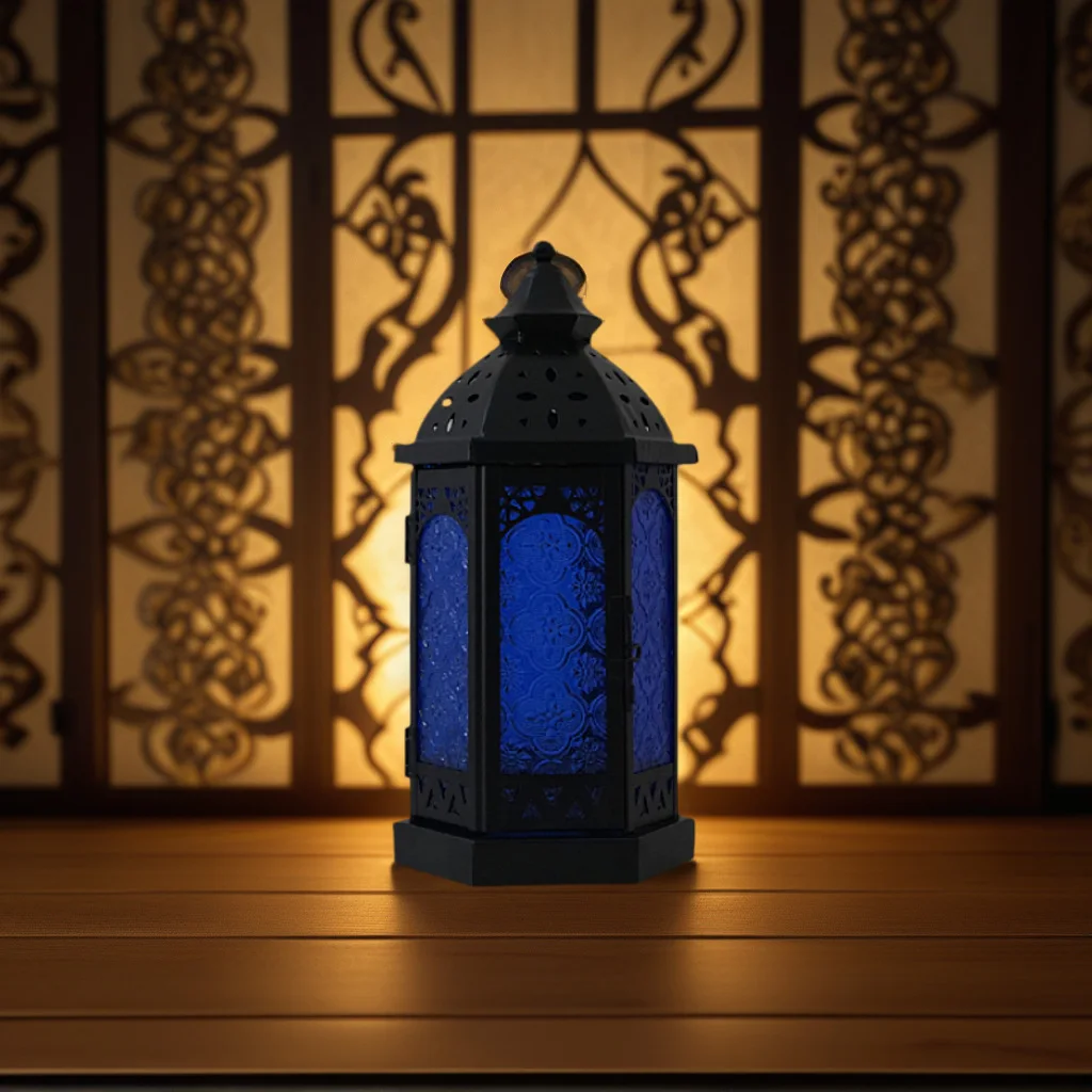 New European wrought iron candle holder glass lantern home decoration handicraft ornament
