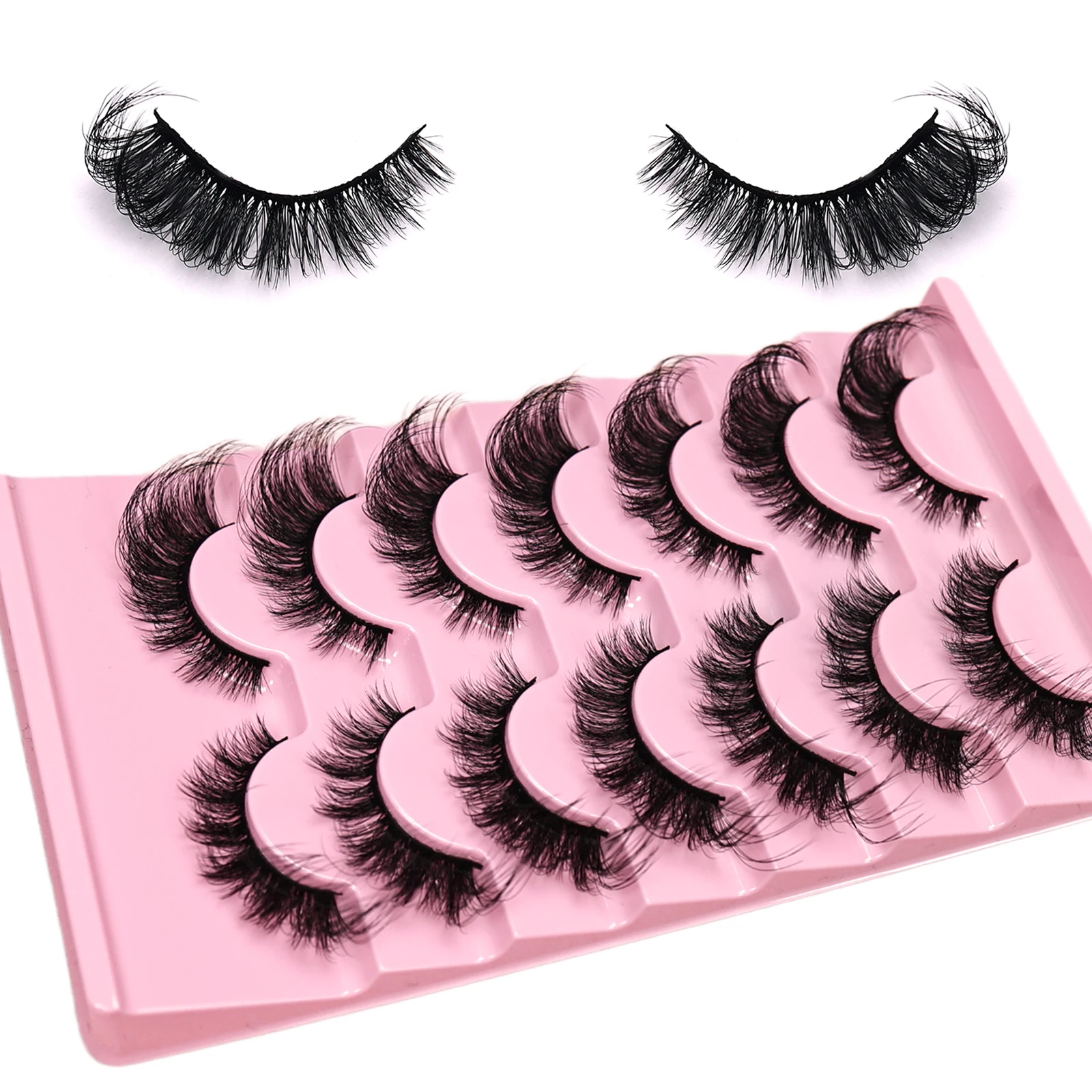 Fox Eye Lashes 7 Paar Falsche Wimpern aus Kunstnerz 3D Dicke Natürliche Dramatische Wimpern Wiederverwendbares Augen-Make-up für Tägliche Party-Cosplay – Detail 2