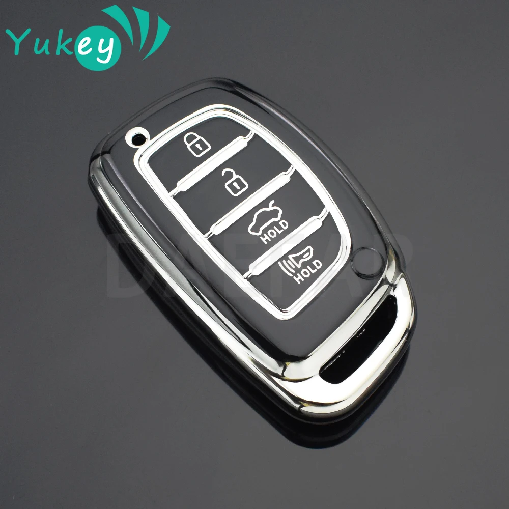 For Hyundai Creta Ix35 Ix45 I10 I30 I40 Tucson Santa Fe Rena Sonata Elantra 4 Buttons TPU Car Smart Key Case Cover Accessories