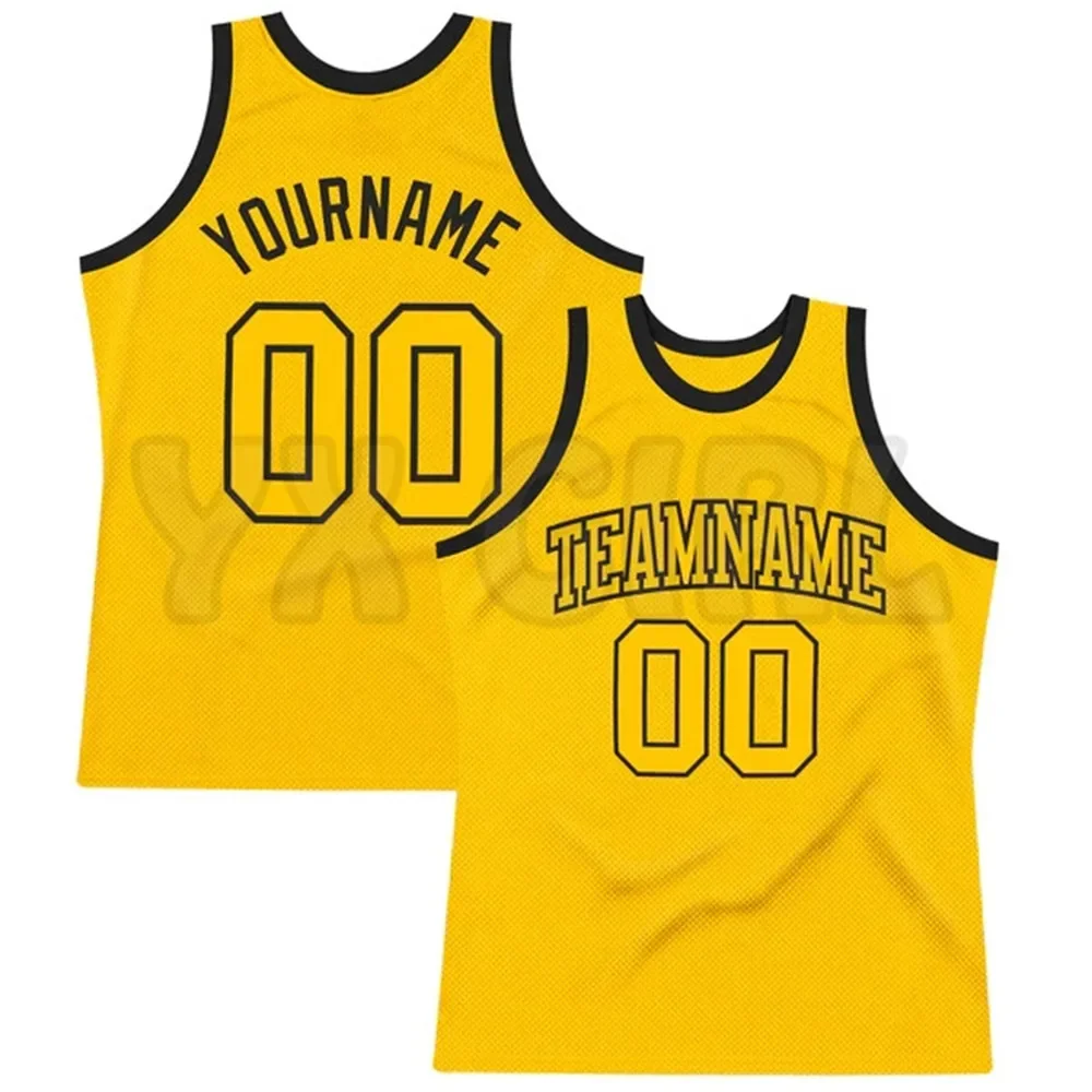 

Custom Gold Gold-Black Authentic Throwback Basketball Jersey Tank Tops for Men Jersey Personlized Sew Team Unisex Top