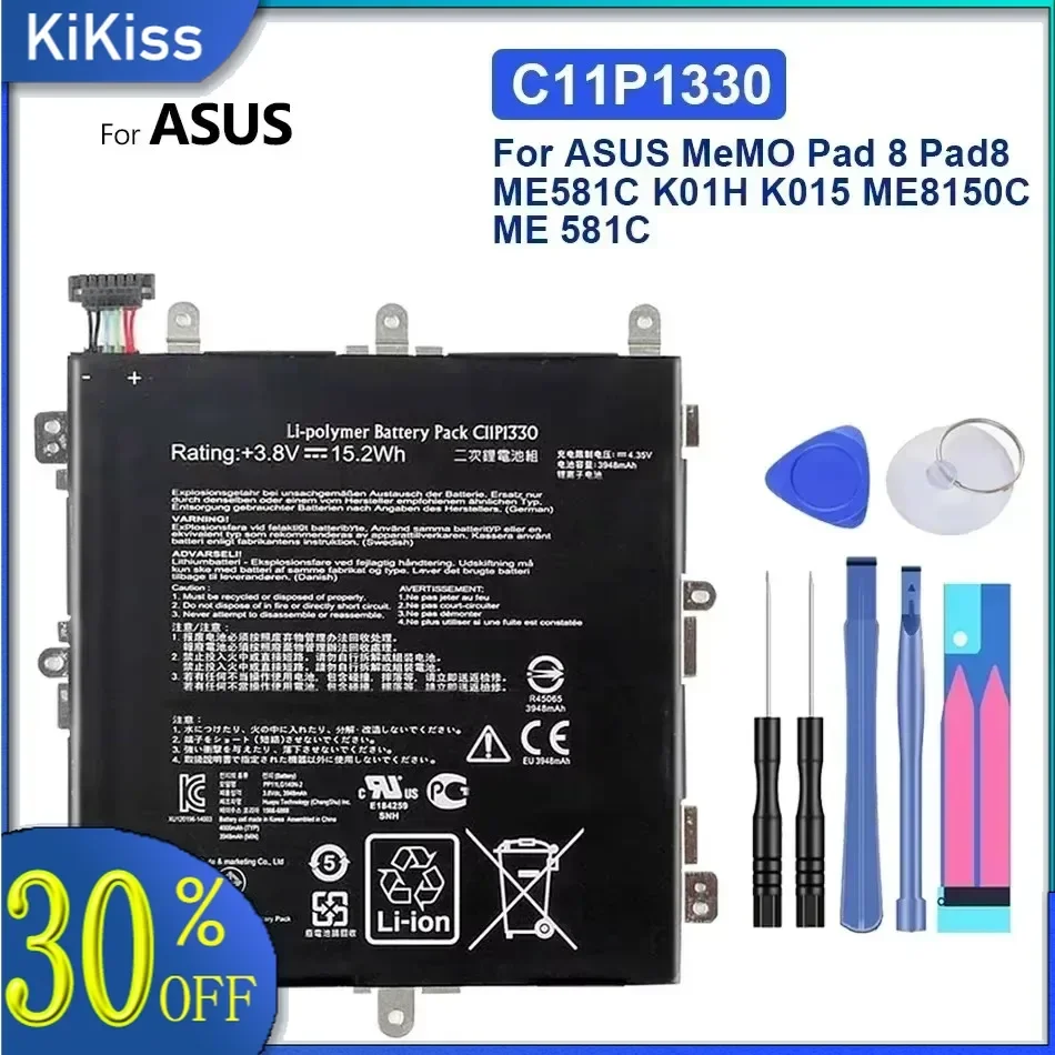 Kikiss C11P1330 3948mAh Battery For ASUS MeMO Pad 8 Pad8 ME581C K01H K015 ME8150C ME 581C Bateria Batteries