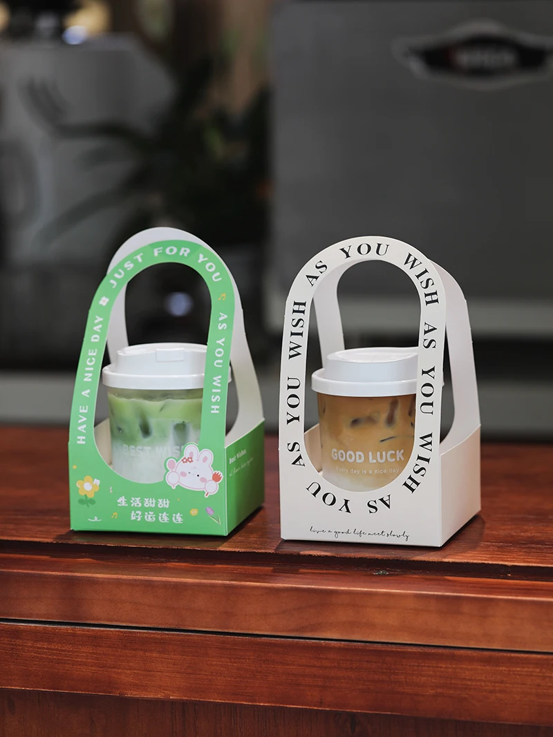 

Disposable Plastic Milk Tea Cup with Lid ular Online Plastic Cup Beverage Coffee Paaging Handheld Box Cup Paaging Box