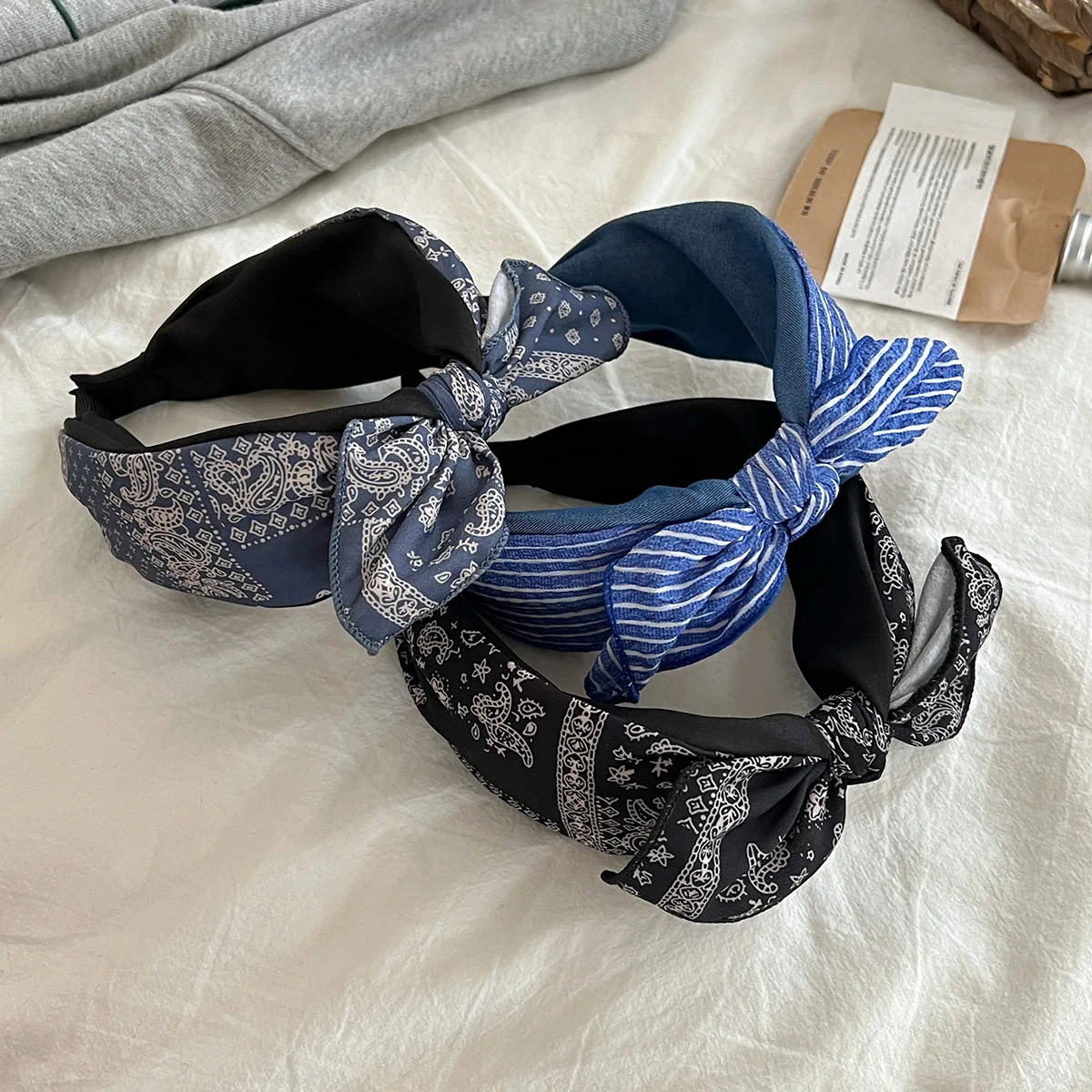 

Summer Headband Blue Bow Hair Band for Women Lightweight Breathable Hair Accessories Styling