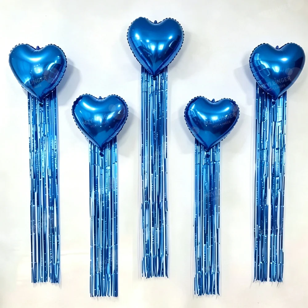 Herzförmiges Ballon- und Quasten-Regenvorhang-Set für Geburtstagsfeiern, Hochzeiten, Partys, Partydekorationen
