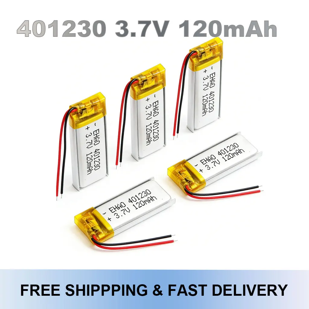 

401230 3.7V 120mAh Rechargeable Li-Polymer Battery Small Size For GPS MP3 Bluetooth Headset Video Pen Camera
