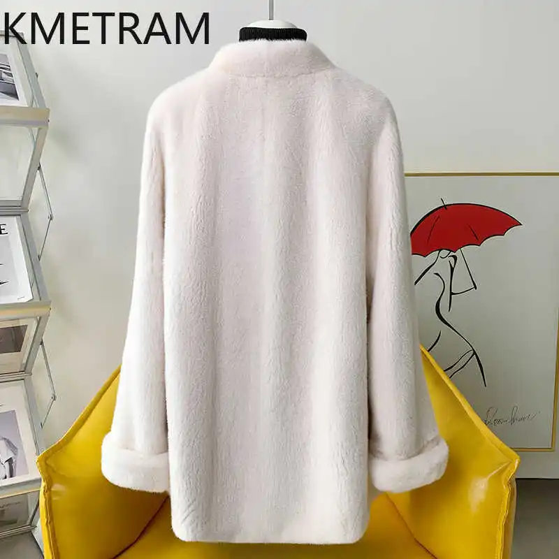 Real Mink Fur Coat Women Clothing 2024 New Arrivals White Long Coats Woman Fashion High Quality Winter Jacket V Neck Fourrure