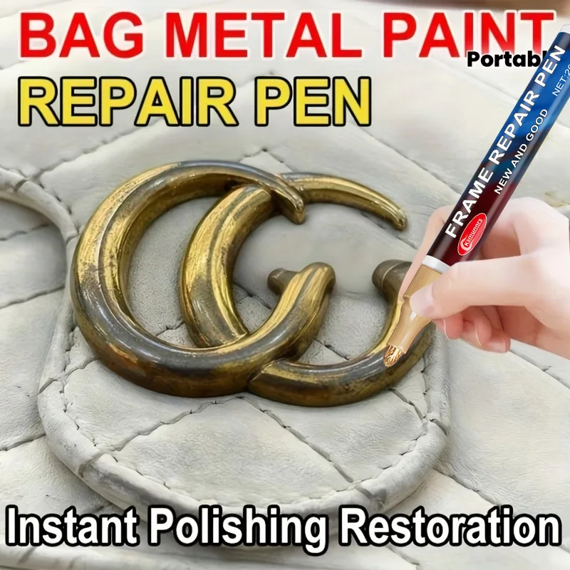 Gold Metal Repair Pen Handbag Buckle Zipper Scratch Repair Touch Up Paint for Logo Lock and Strap Restoration