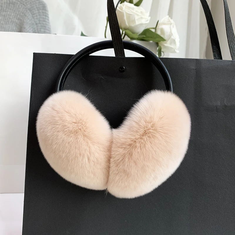 100% Natural Rex Rabbit Fur Earmuffs Women Fashion Warm Russia Winter Real Fur Earmuffs Children Ear Cover fur Earlap Girl