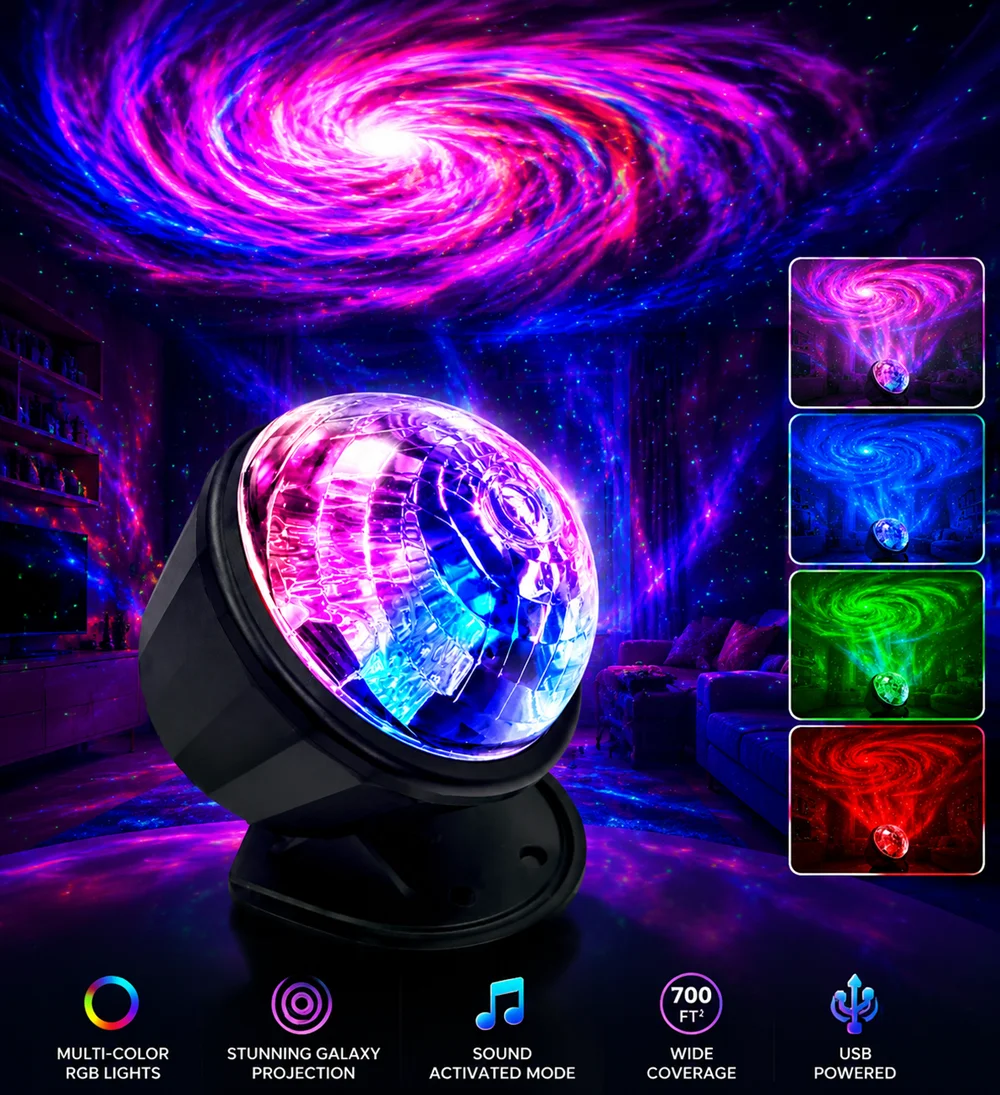 LED Starry Sky USB Galaxy Projector Light with Remote Control and RGB Lighting (7 Modes) – Ideal for Home Bedrooms, Game Rooms,