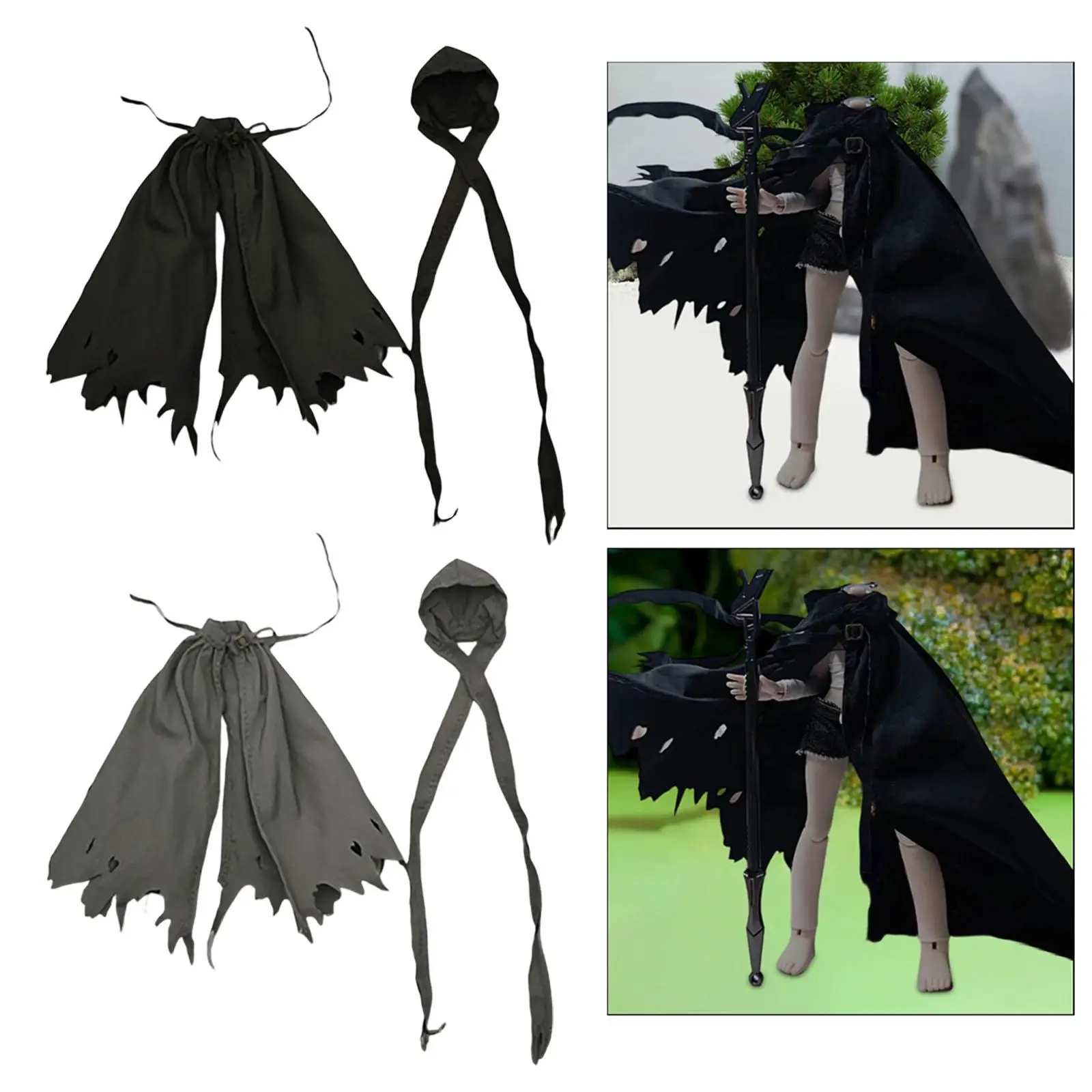 

1:12 Action Figure Cape and Hat, Figure Accessories, Mini Fashion Unisex Doll Clothes Miniature Clothing for 6 inch