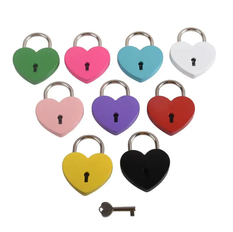 

Creative Alloy Heart Shape Keys Padlock Mini Archaize Concentric Locks Vintage Old Antique Door Locks With Keys ni560