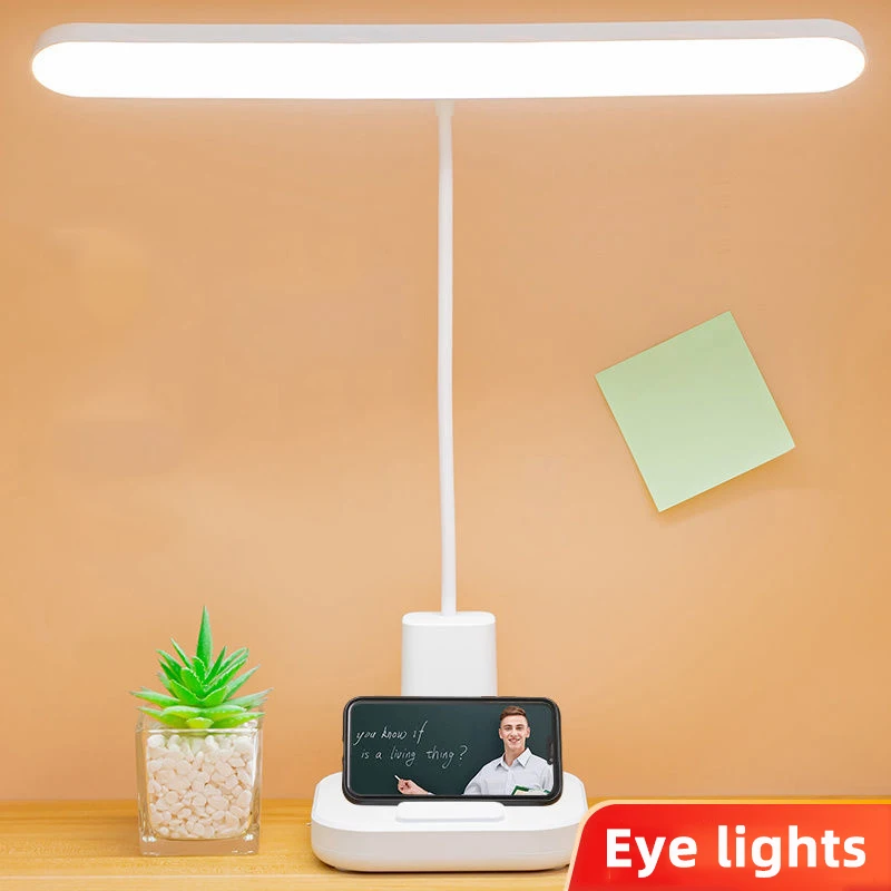 LED Desk Lamp for Learning Rechargeable Plug-in Dual-Use Student Dormitory Reading Light Vision-Preserving Bedroom Bedside Lamp