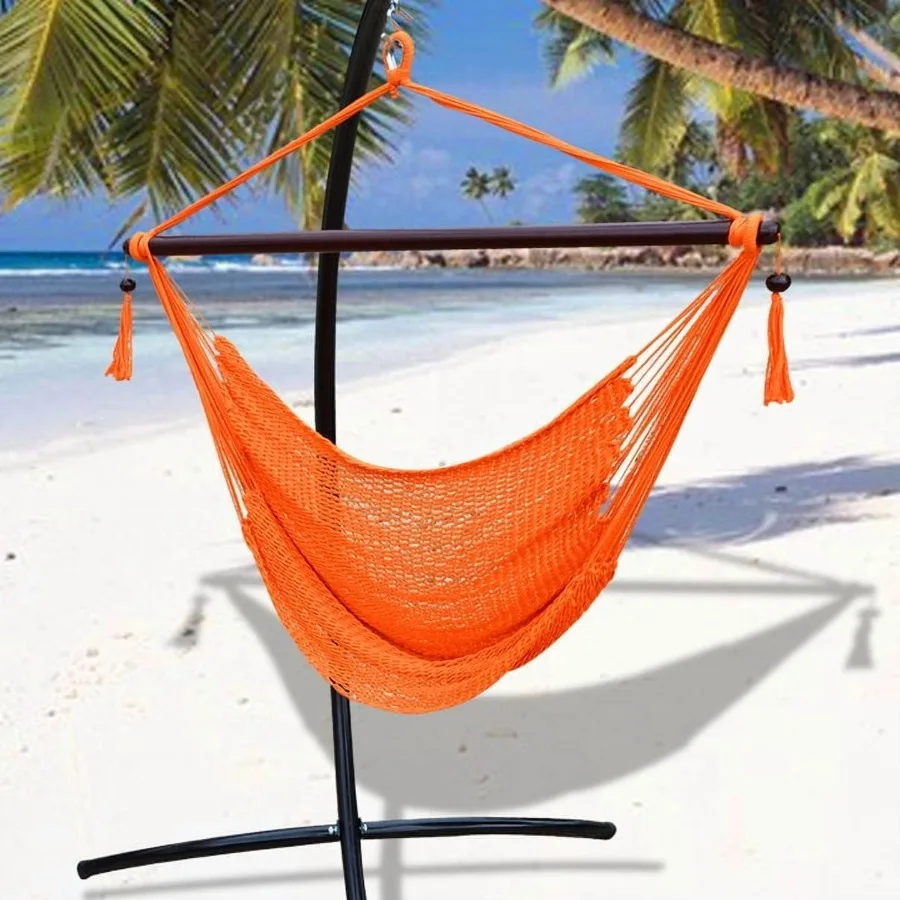 

SUNRISEUMBRELLA Hanging Caribbean Polyester Hammock Chair 48 Inch Orange