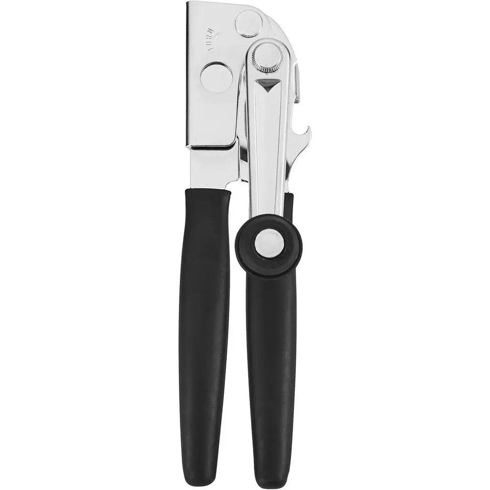 Easy-Crank Can Opener Manual Hand Held Blade Stainless Steel Easy Turn Knob Basic Kitchen Essentials All Can Sizes Black