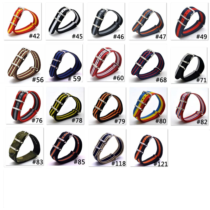 1Pcs Nylon Watchbands 16mm 18mm 20mm 22mm 24mm Sport Woven Fabric Nylon Strap Colorful Wristband Watch Belt