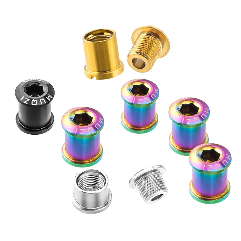 AliExpress NONE Titanium Bicycle Chainring Screws 6.5/8.5/11/14mm Ti Alloy Cycling Accessories Bike Cranksets Chainwheel Set Bolts 4pcs