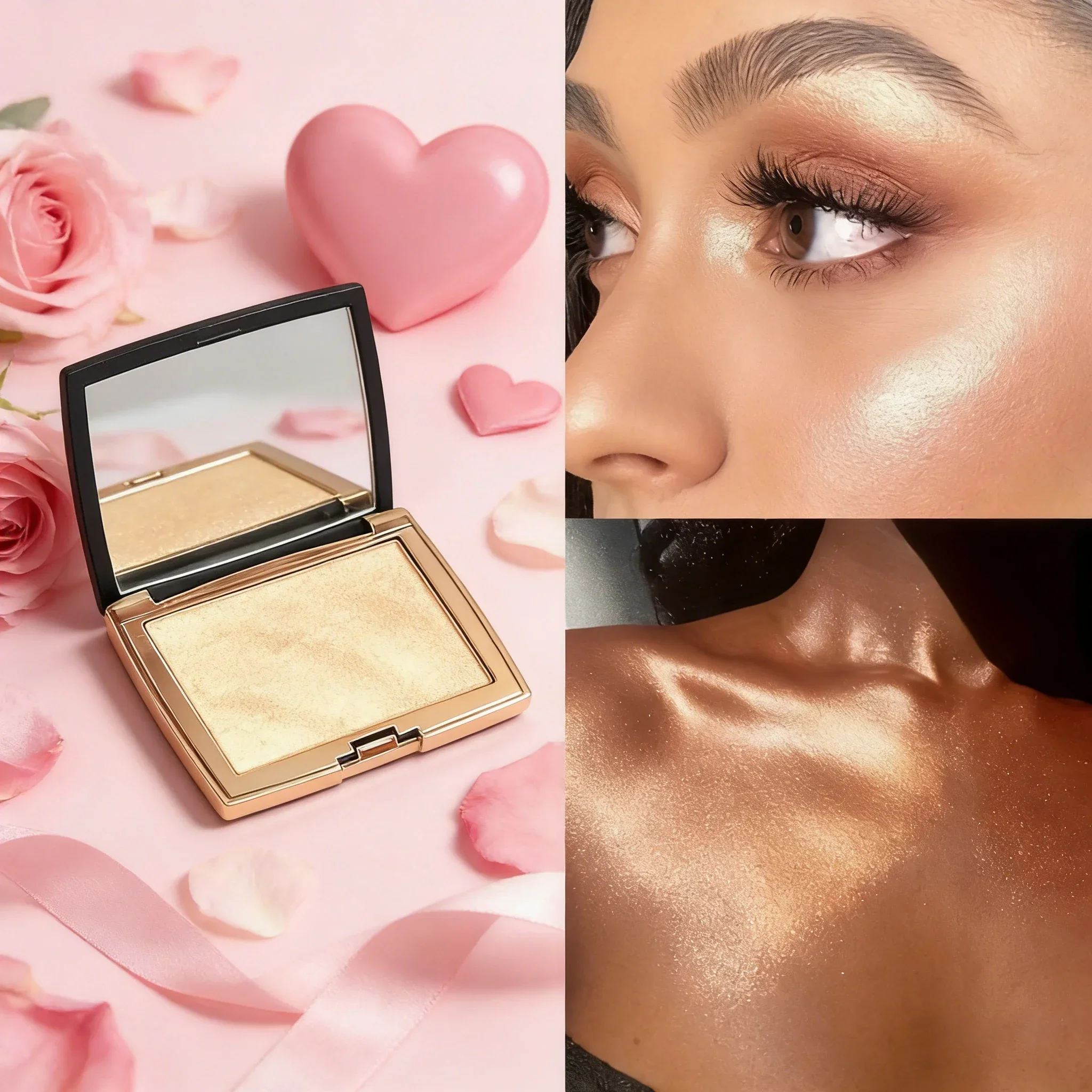Valentine's Day Makeup Gift for Her, Natural Velvety Highlighter Stick, Long-Lasting Glow, Delicate Glitter, Easy Blend Nose Con