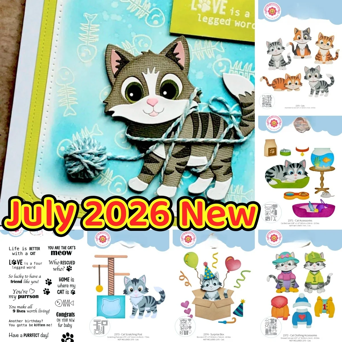 July 2026 New Cat Clothing Accessories Scratching Box Metal Cutting Dies Clear Stamps for DIY Making Card Scrapbook Embossed