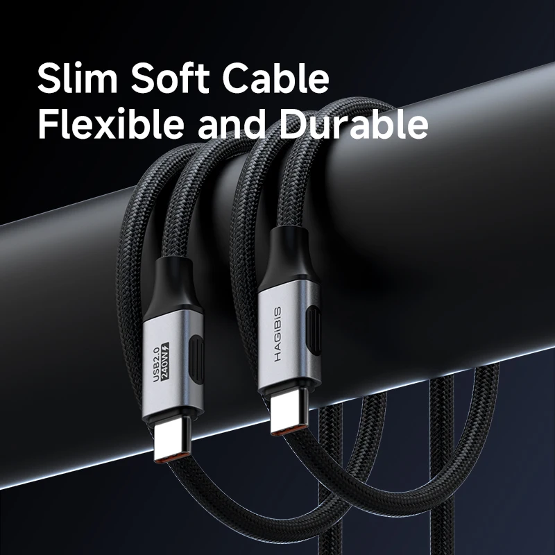 Hagibis USB C to USB C Cable USB Type C Charger Cord 240W PD3.1 Fast Charging Short for iPhone 15/16/17 Pro Laptops Tablet Car