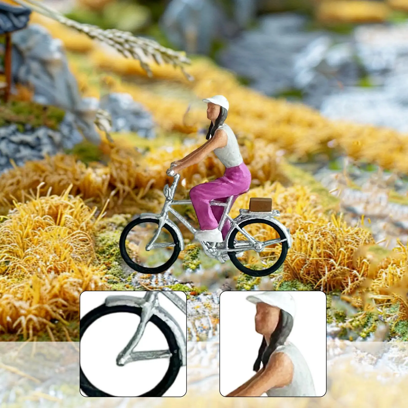 Modèle de fille à collectionner, accessoire Photo, modèle de petites personnes, Mini figurine de cycliste féminin pour aménagement de gare, scène Miniature, 1/64