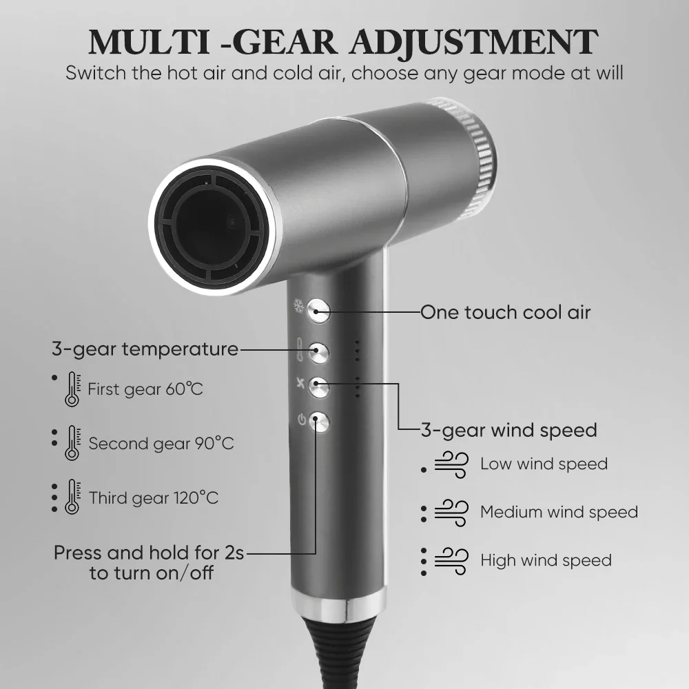 

-Portable Hair Blow Dryer High-Speed Brushless Motor Hairdryer With Diffuser For Salon New Design Hair Dryer