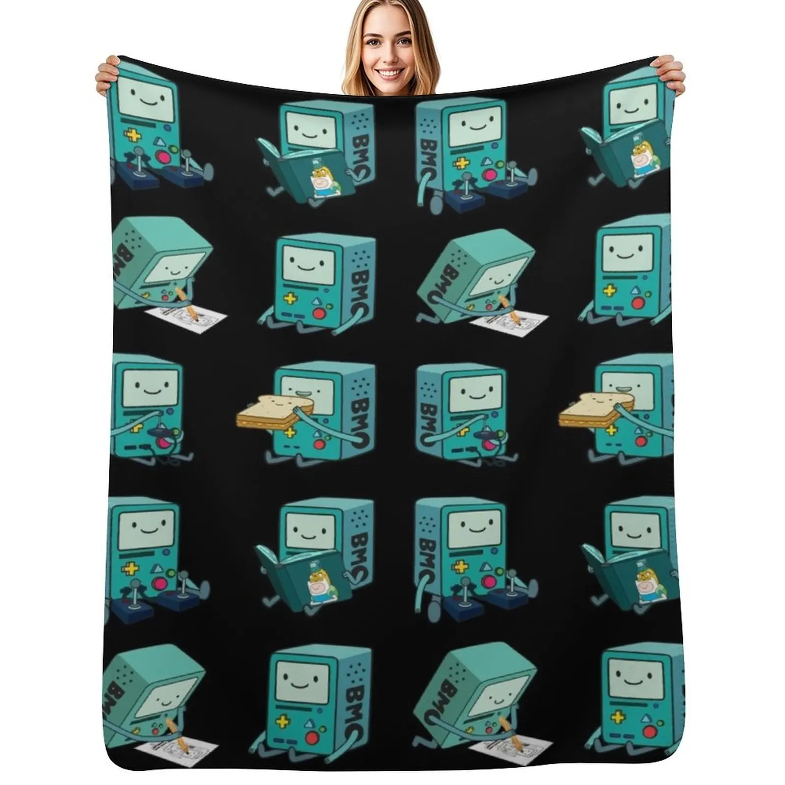 

BMO Throw Blanket For Sofa Thin Soft Plaid Personalized Gift Single Blankets