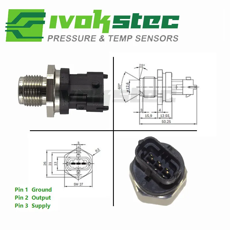 1800 Bar 0281006018 Fuel Rail Pressure Sensor For Mazda BT50 Ford Ranger 0445214076 WE01-13-GC0