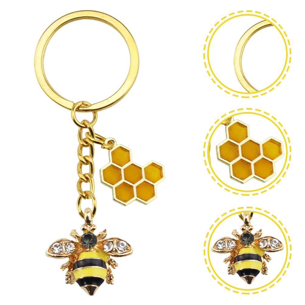 Cellular Bee Key Chain Decor Yellow Hanging Prop Alloy Handbag Backpack nament Trendy Key Hanging Decor Accessories
