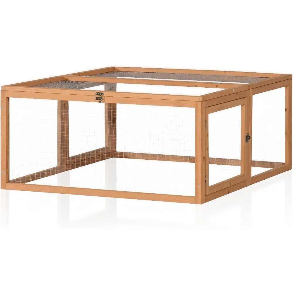 

Chicken Coop Run, Rabbit Hutch, Portable Wooden Bunny Cage for Indoor/Outdoor, Small Pet Animal House with 3 Doors Openable, 47'