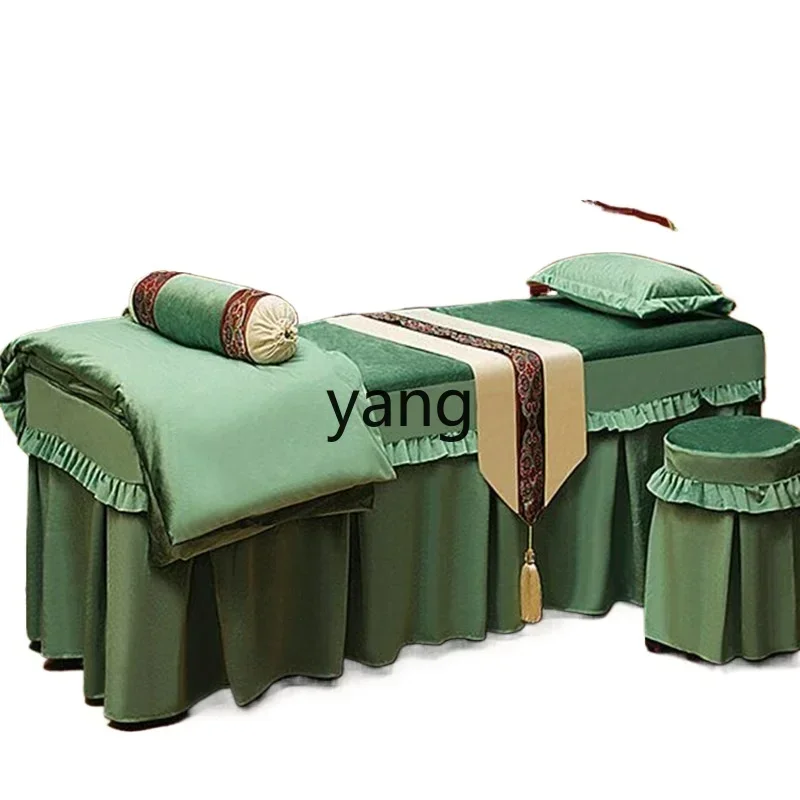 Lmm  beauty bedspread, four-piece set, high-end body bedspread golden velvet