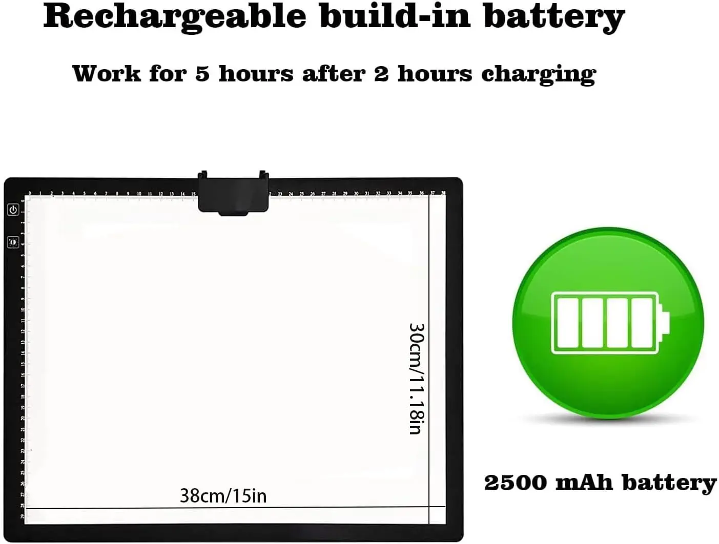 KOBAIBAN Wireless Rechargeable A3 LED Light Pad and Built-in Foldable Stand, 3 Color Tone, 6 Levels of Brightness