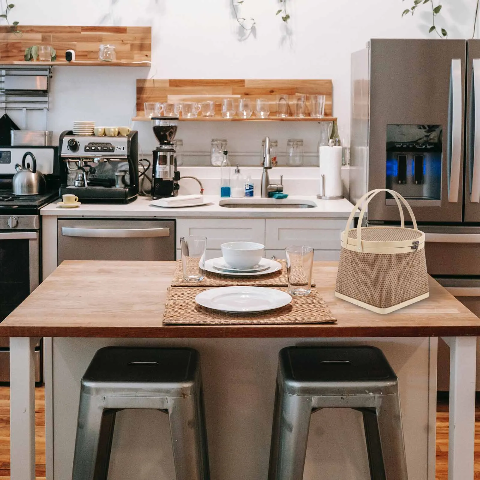 

1Pcs Bamboo Basket Handmade Gift Container for Wedding Party Birthday Decorative Egg Fruit Storage Basket Portable