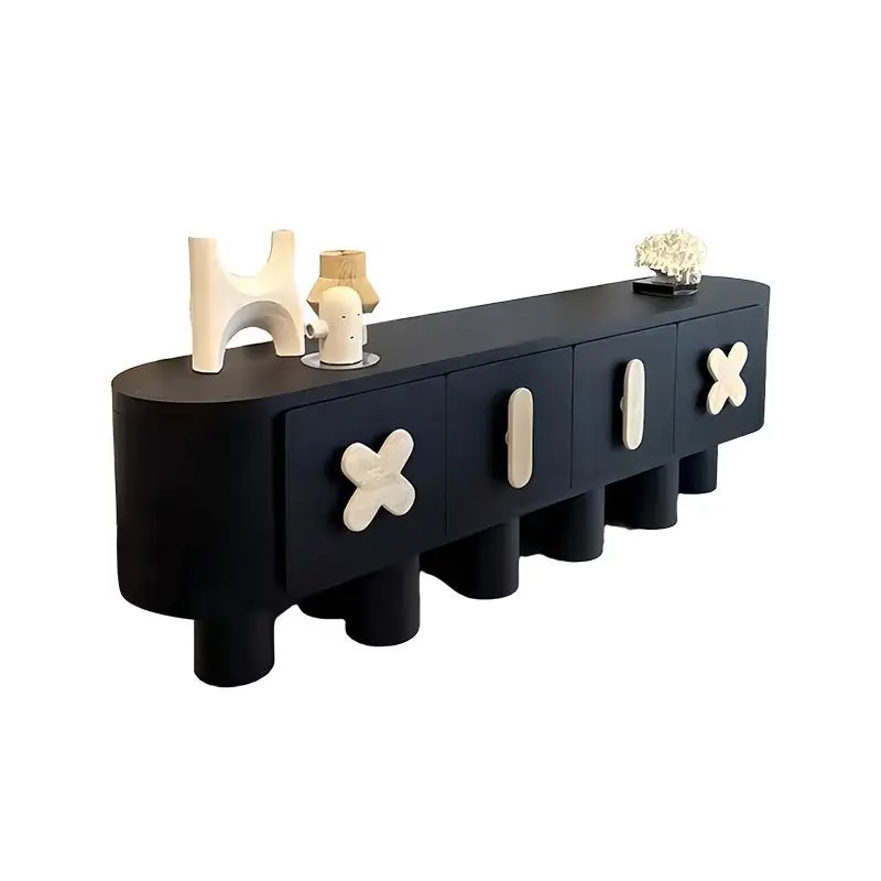 

Medieval oak dining side cabinet high-end villa restaurant storage locker furniture retro solid wood porch cabinet