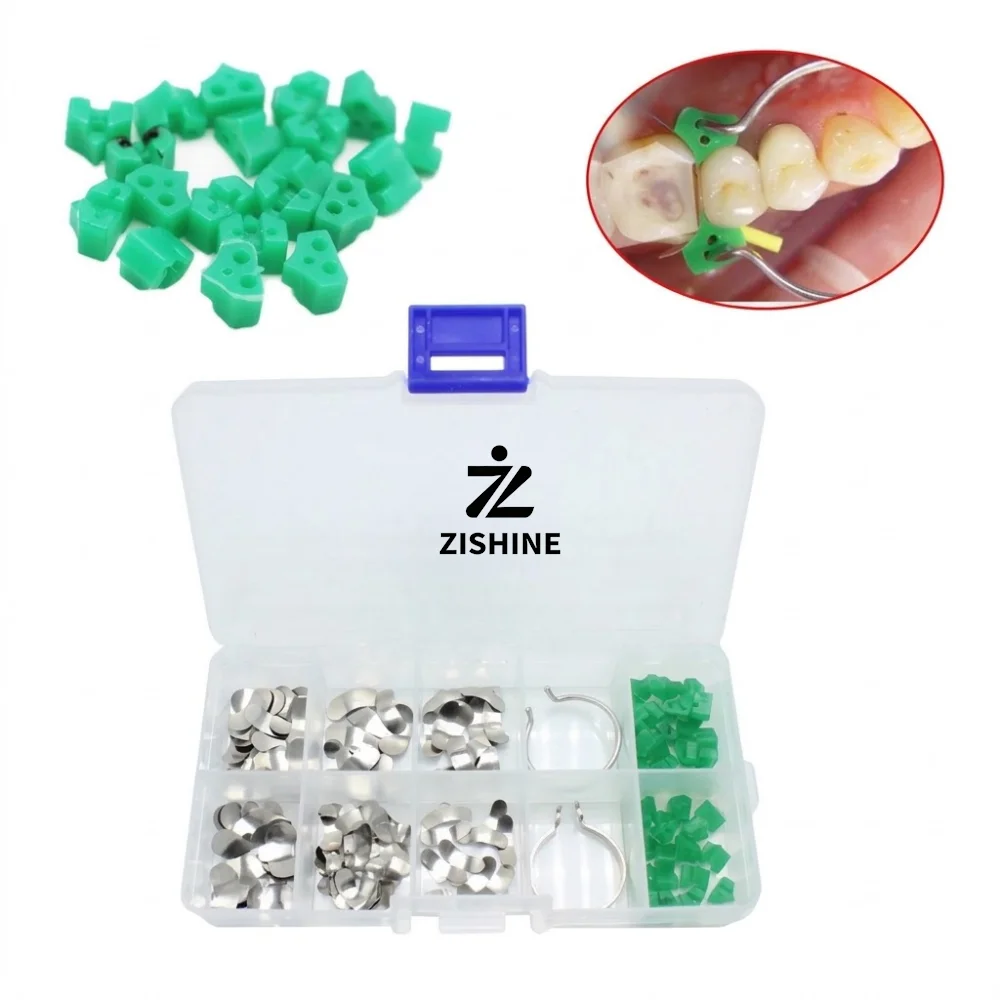 142Pcs Dental Sectional Contoured Matrix System 100 Matrices 40 Silicone Wedges 2 Rings Teeth Restoration Filling Clamp Kit