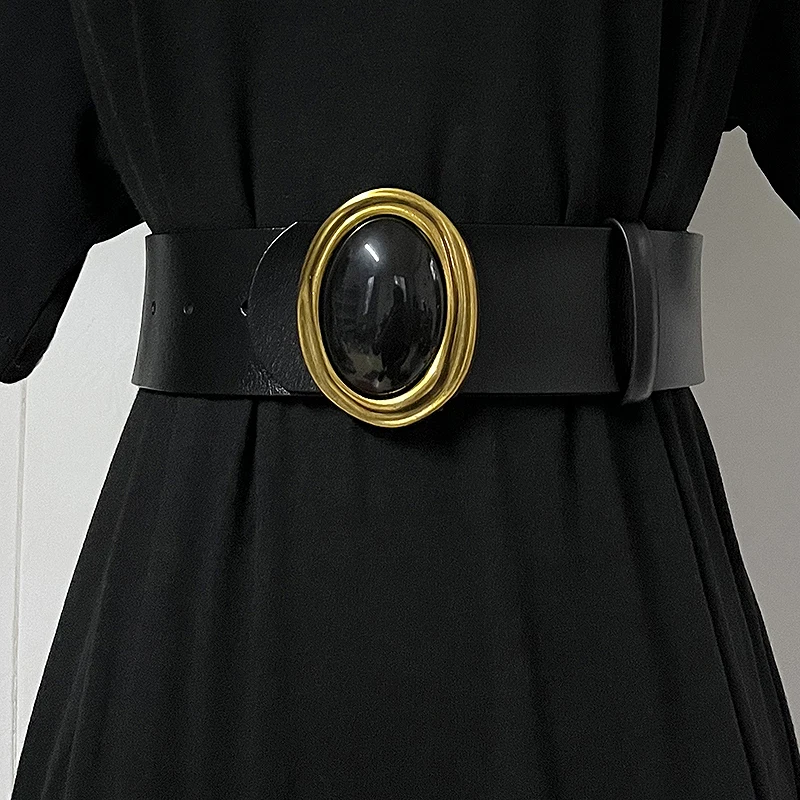 여성 활주로 패션 꽃 버클 정품 가죽 Cummerbunds 여성 드레스 코르셋 허리띠 벨트 장식 와이드 벨트 TB176