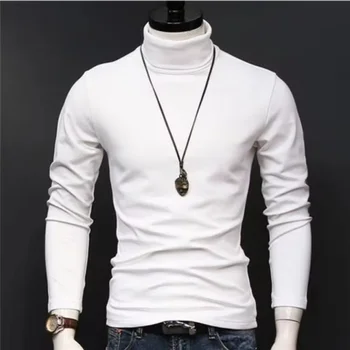Spring Autumn Thin Men Pullovers Sweaters Turtleneck Knitted Sweater for Men  Clothing Male Sweaters Full Black White Tops
