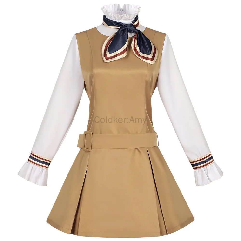 

Horror Movie Scary Costume Princess Cosplay Camel Long Sleeve Roleplay School Uniform Dress for Kid Adult Halloween Carnival