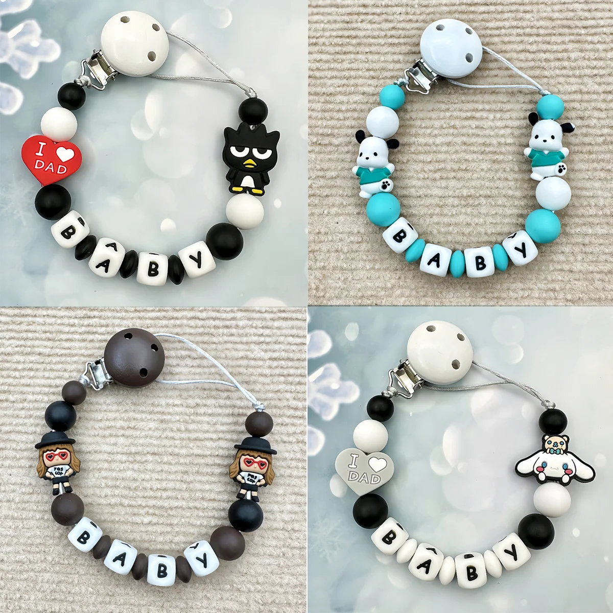 

Customized Pacifiers Personalized Name English Letter FOR Baby Silicone Pendant Pacifier Clips Holder Teether Baby Toy Gifts