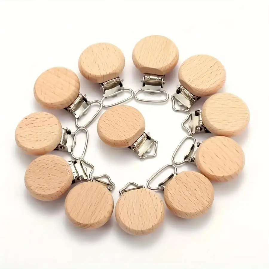 1/5/10/20/50/100pcs Beechwood Clips DIY Bead Accessories Charms with Anti-Lost Buckle for Making DIY Anti-Loss Chains, DIY Walle